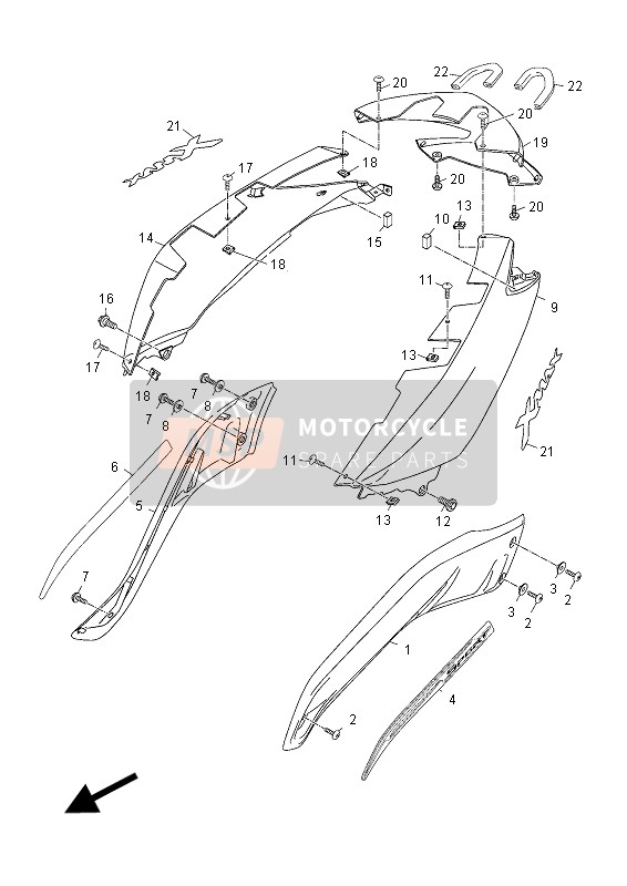 Yamaha YP125R X-MAX SPORT 2012 Couvercle latéral pour un 2012 Yamaha YP125R X-MAX SPORT